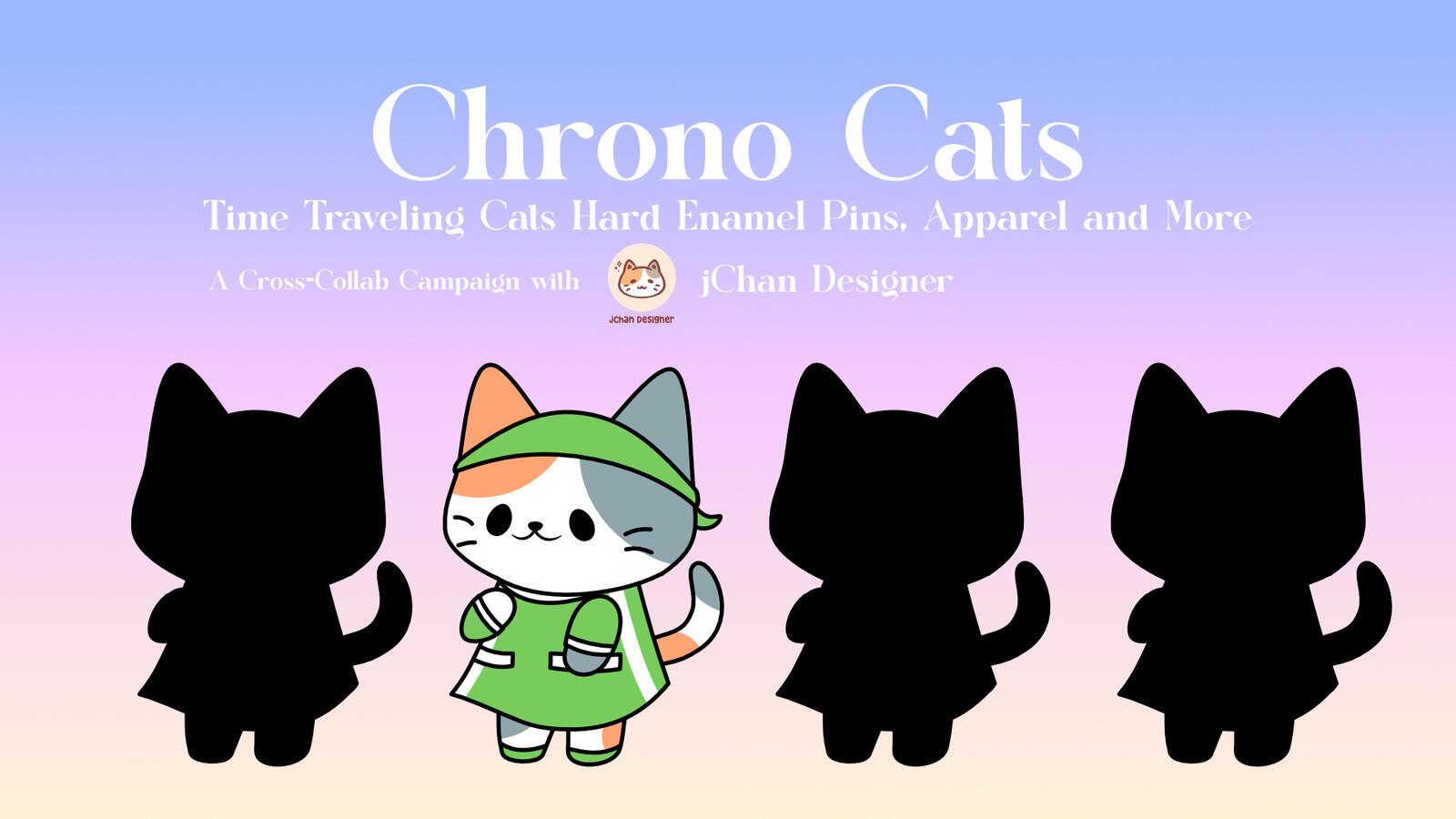 chrono cats, time traveling cats, hard enamel pins, cat apparel,